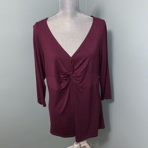 ADDITION ELLE PENNINGTONS NWT size 1X Burgundy twist front shirt